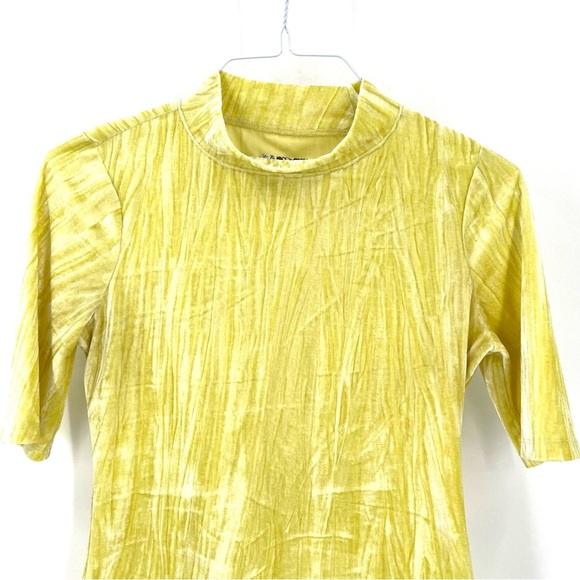 ANTHROPOLOGIE Pilcro Velveteen Mock Neck Chartreuse Blouse Top - Picture 4 of 8